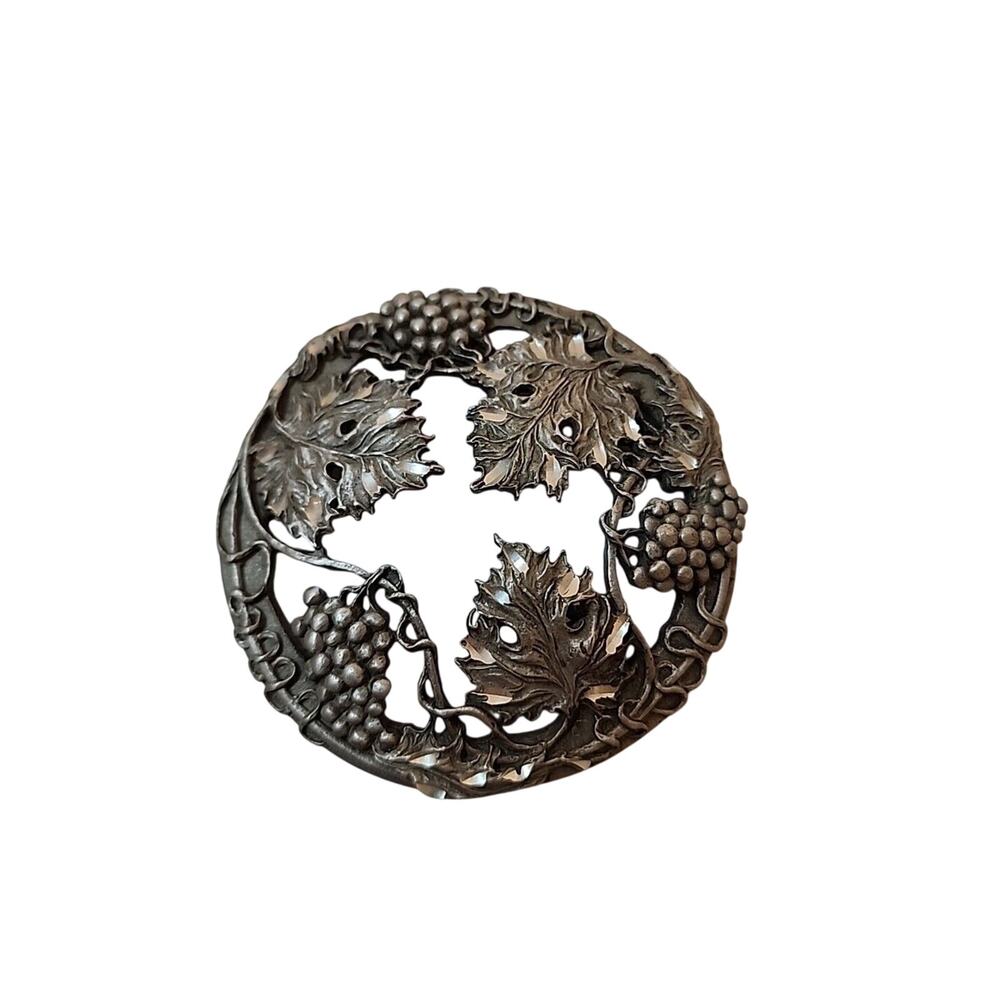 VINTAGE 1991 RAWCLIFFE PEWTER GRAPES POTPOURRI BOWL PO2919 Lid Only 3 1/4”